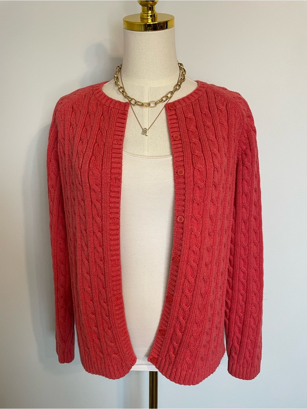 COTTON :: Original Double L heavyweight cable cardigan - LL Bean